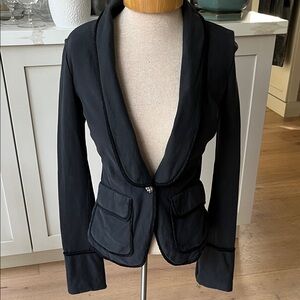 Nolita Grey Black trim stretch cotton Shawl Collar Eagle back embroidered Jacket